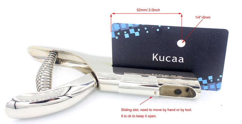 Kucaa 2-inch Reach 1/4 inch 6mm Deep Throat Heavy Duty Hand Held Single Hole Punch for PVC Cards ID Cards Badge Photos - Image 2